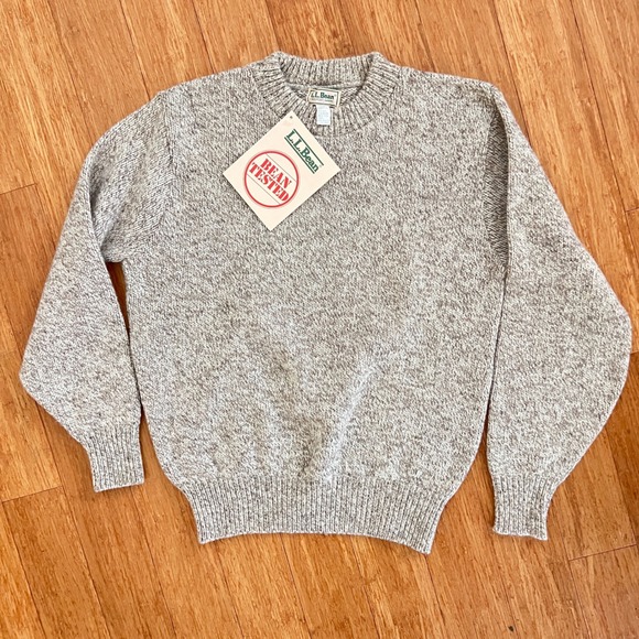 L.L. Bean Sweaters - Vtg 80's LL Bean Ragg Sweater Sz L Womens NWT Deadstock Made in USA Beige Marled